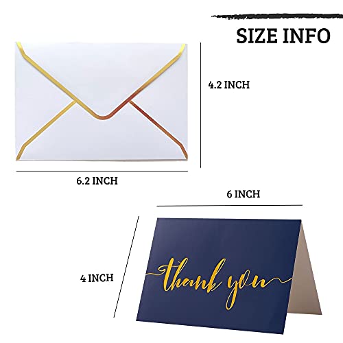 Winoo Design Heavy Duty Thank You Cards with Envelopes - 36 PK - Gold Thank You Notes 4x6 Inches Baby Shower Wedding Cards Small Business Graduation Funeral Bridal Shower (Navy Blue) - style: Navy Blue