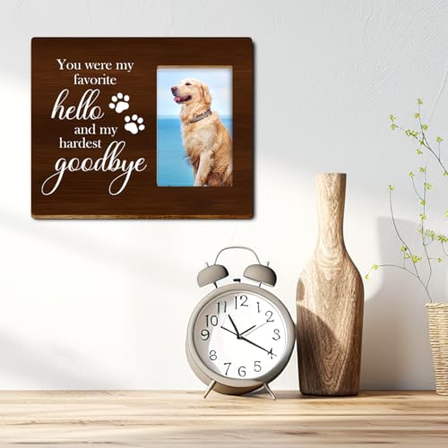 You Were My Favorite Hello and My Hardest Goodbye Wood Picture Frame,Pet Memorial Gifts for Dogs,Sympathy Gift for Loss of Dog,Remembrance Gifts for Loss of Dog - style: goodbye