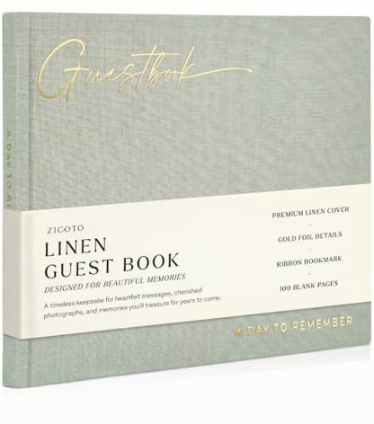 Beautiful Wedding Guest Book for Your Wedding Reception w/ Polaroid Photos | Simply Elegant Guestbook to Sign in and Add Photos - The Perfect Baby Shower Guest Book for the Special Day - color: Sage