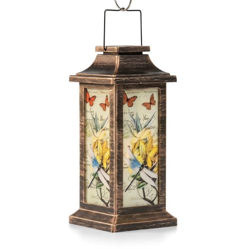 Topadorn Solar Lantern Outdoor, Hanging Garden Lantern with Dragonfly - style: Dragonfly