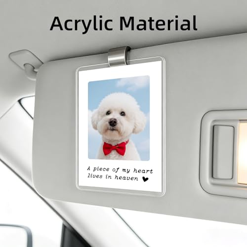 OFlyDesigns Pet Memorial Car Visor Photo Holder, Dog Loss Sympathy Gift for Women Men, Pet Remembrance Picture Frame for Car Sun Visor, Rainbow Bridge Keepsake for Dog Cat Lovers