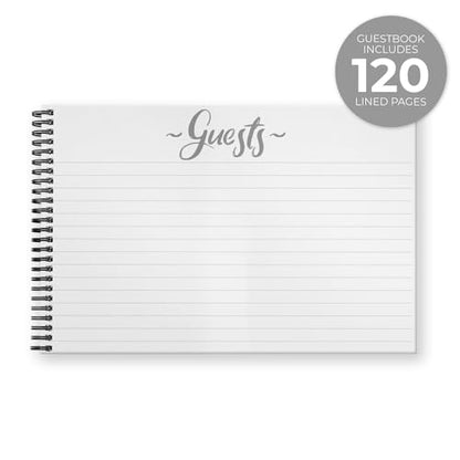 Canopy Street Hardcover Woodland Animals Guestbook / 120 Lined Guest Signature Pages Inside / 5.5" x 8.5" Landscape Lay Flat Forest Gender Neutral Baby Shower Guest Book/Black Metal Spiral Binding - color: Woodland Animals