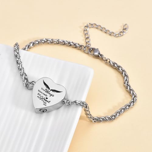 RIPFEVURN Heart Cremation Jewelry Urn Bracelet for Ashes for Women Memorial Ashes Keepsake Link Bracelet - color: 1pc-your wings