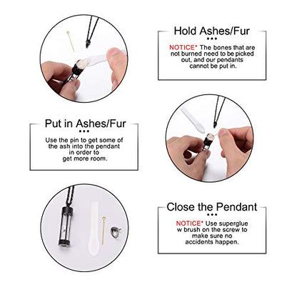 abooxiu Hourglass Urn Necklace for Ashes Cremation Jewelry for Ashes Stainless Steel Memorial Keepsake Ashes Necklace - color: Black-Engraving