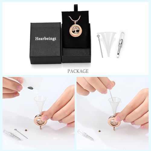 Hearbeingt Tree of Life Urn Necklaces for Ashes Circle Cremation Jewelry - color: A-Rose Gold