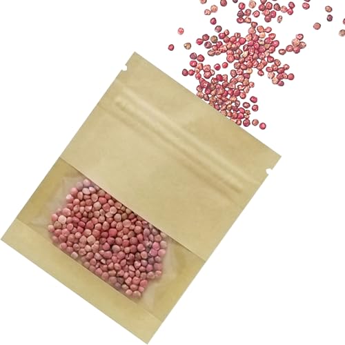 FERENLI 100 Pack 3.5x5.1 inch Small Resealable Seed Coin Envelopes Bags | Kraft Paper Heat Seal Packets with Clear Window Brown for Flower Vegetable Seeds Storage Party Favor Pet Food Sample Bag - size: 3.5x5.1 inch