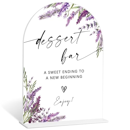 Dessert Bar Sign, Lavender Dessert Table Decorations, Bridal Shower Decorations, Wedding Centerpieces for Tables, Acrylic Table Signs with Base for Wedding Reception and Bridal Party Decor, U - color: Dessert Bar Sign-21