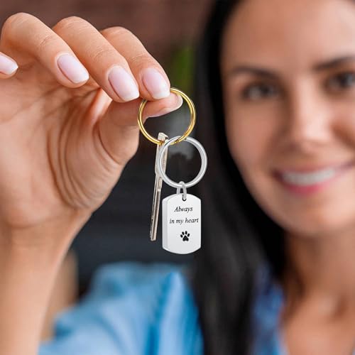 Pet Paw Cremation Jewelry Urn Keychain for Ashes for Women Men Memorial Keepsake Keychain - color: Silver