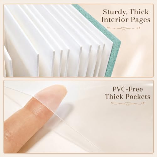Ruibytree 128 Pockets Instant Mini Photo Album for 2x3 Pictures, Green | Writing Space, Premium Linen Hardcover, Flat-Fit Pockets, Wedding Guest Book for Polaroid 2x3 Photos, Graduation Keepsakes - color: Green