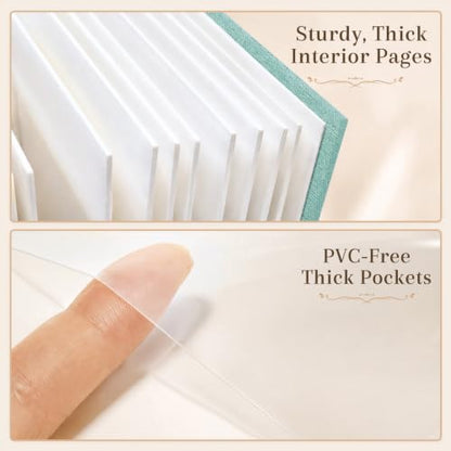 Ruibytree 128 Pockets Instant Mini Photo Album for 2x3 Pictures, Green | Writing Space, Premium Linen Hardcover, Flat-Fit Pockets, Wedding Guest Book for Polaroid 2x3 Photos, Graduation Keepsakes - color: Green