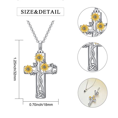 Cross Urn Necklace for Ashes 925 Sterling Silver Cremation Jewelry with Funnel Filler Kit Ashes Necklace for Human Women Girl Pets - color: G_Life of Tree Urn Necklace, style: Non-personalized