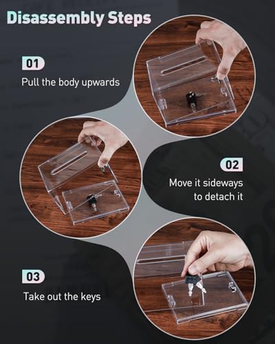 Uniclife 6.2"x 4.7" x 4" Acrylic Donation Ballot Box with Slot and Lock - color: Standard