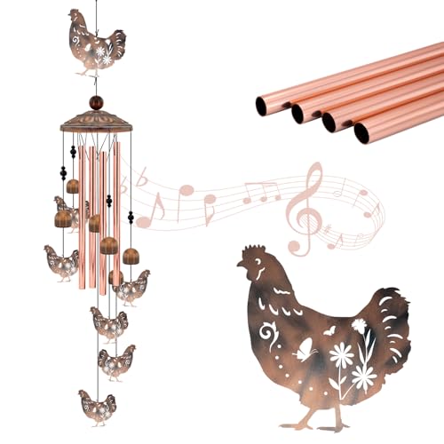 for Women Chicken Wind Chimes for Outside | , 35'' Metal Chicken WindChimes Gifts for Women/Men, Decoration for Outdoor, Home, Garden, Patio, Backyard - size: 35"-Chicken