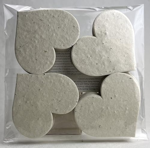 Of The Earth Handmade Paper - Wildflower Seed Paper Large Hearts - Recycled Flower Petals - Bulk Set of 100 (60s Natural Lotka) - color: 60s Natural Lotka