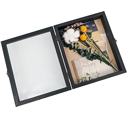 Small Shadow Box Frame 8x10 Display Case, Black Wedding Bouquet Memory Box - color: Rustic Black, size: 8"x10" (20x25 cm)