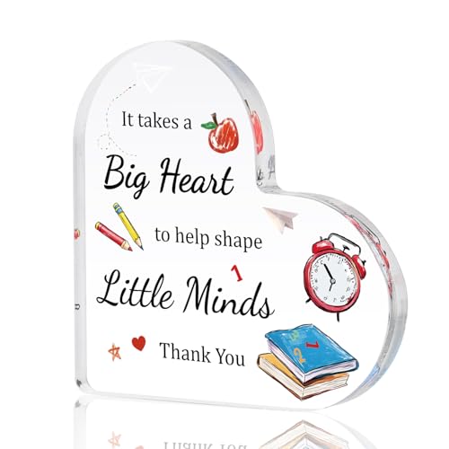 Smile Teacher Appreciation Gifts Acrylic Decor Heart-Shaped Paperweight, Thank You Teacher, End Of Year Teacher Retirement Gift Keepsake - style: Teacher Appreciation