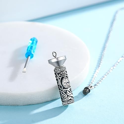 Urn Necklace for Ashes Cremation Jewelry 925 Sterling Silver Ashes Pendant Necklace Memorial Jewelry Gifts for Women Men Girls Boys - style: Tree of life-D-April-Created Dimond