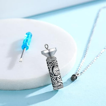 Urn Necklace for Ashes Cremation Jewelry 925 Sterling Silver Ashes Pendant Necklace Memorial Jewelry Gifts for Women Men Girls Boys - style: Tree of life-D-April-Created Dimond