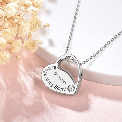 S925 Sterling Silver Heart Urn Necklace Memorial Ashes Keepsake Jewelry - style: Grandma