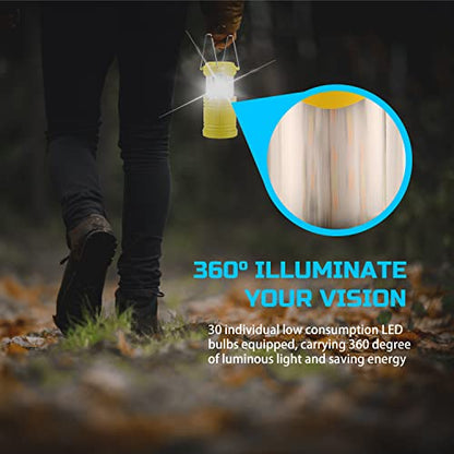 Lichamp 4 Pack LED Camping Lanterns, Yellow - color: Yellow