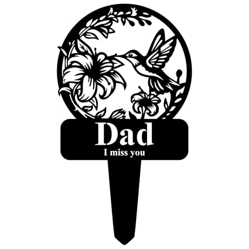 Memorial Grave Stake Dad - 12.5"x7.2" Metal Sympathy Plaque for Cemetery Decorations for Grave Markers Graveside Stakes Decor Sign for Graves Memorial Gift for Loss of Dad - color: Dad-3
