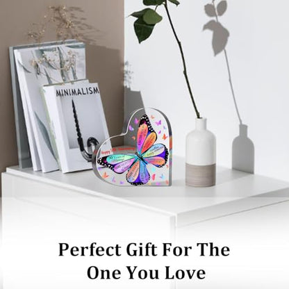 50th Anniversary Butterfly Acrylic Sign, 4" x 4" Heart-Shaped Decorative Sign for Him Her Couples, Gift, Special Occasions - style: 50th Anniversary