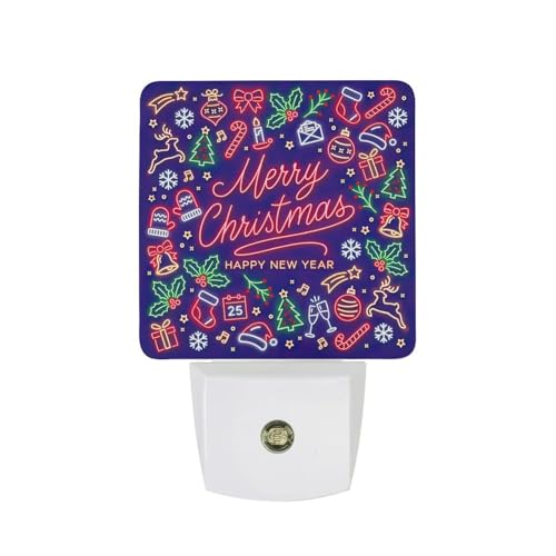 Merry Chrismas Night Light, Plug into Wall Decor Nightlights for Bedroom, Bathroom, Hallway, Kitchen, with Dusk to Dawn Light Auto Sensors LED Night Lights for Boys Girls Women Men Room Gifts - color: Merry Chrismas