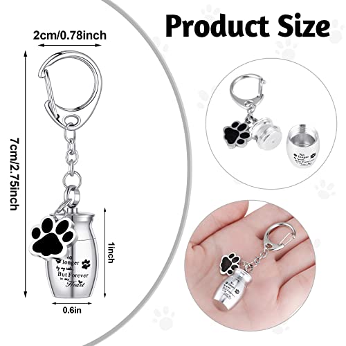 Tudomro Cremation Pet Dog Urns Keychain for Ashes with Storage Bag Stainless Steel Small Cat Paw Memorial Keepsake Jewelry - color: Silver