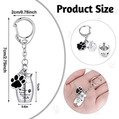 Tudomro Cremation Pet Dog Urns Keychain for Ashes with Storage Bag Stainless Steel Small Cat Paw Memorial Keepsake Jewelry - color: Silver