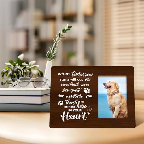 Pet Memorial Gifts for Dogs,Sympathy Gift for Loss of Dog,Remembrance Gifts for Loss of Dog,For Everytime You Think of Me I'm Right Here in Your Heart Wood Picture Frame - style: when tomorrow