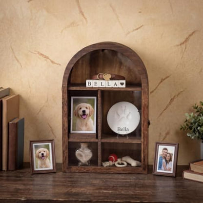 Threehoney Pet Memorial Shadow Box 10.8*16 Inch Solid Wood Shadow Box with Shelves Keepsakes for Deceased Pets Dogs and Cats Remembrance Loss Sympathy Gift Tabletop Wall Hanging(Carbonization Black)
