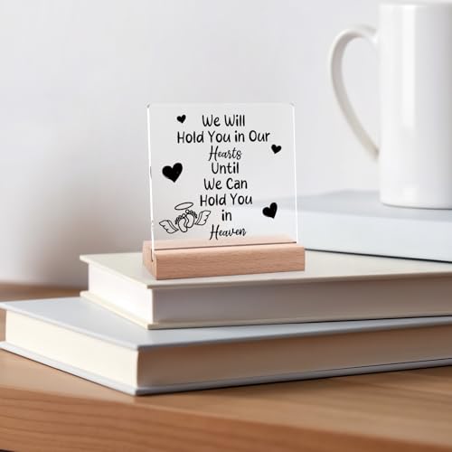 Sympathy Plaques Gifts Memorial Gifts for Loss of Mother Father Husband Wife Clear Desk Decorative Sign Grief Bereavement Funeral Decor Sign in Memory of Family Friends Acrylic Plaque with Stand