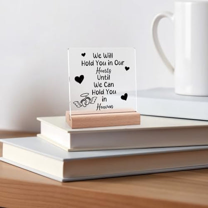 Sympathy Plaques Gifts Memorial Gifts for Loss of Mother Father Husband Wife Clear Desk Decorative Sign Grief Bereavement Funeral Decor Sign in Memory of Family Friends Acrylic Plaque with Stand