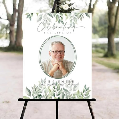 Celebration of Life Welcome Sign, Memorial Sign, Greenery Leaves Funeral Welcome Sign, in Loving Memory Sign, Celebration of Life Funeral Sign, Celebration of Life Sign, Memorial Sign with Photo #d8 - color: Version #20