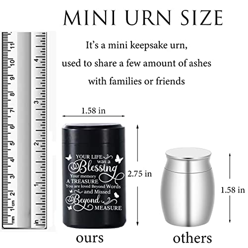Generic 3 Inch Small Aluminum Mini Cremation Urn Memorial Ashes Urn - Black, Letter Print - Decorative Urns