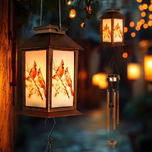 Sparrow Lighten House Wind Chimes with Lantern & Pagoda Roof - Durable Outdoor Wind Chime Decor for Porch, Balcony, Yard - Calming Wind Bells for mom，Friend，Sister，Grandma - color: Sparrow Lantern
