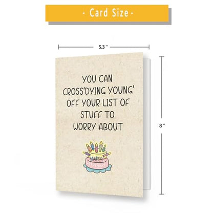 Funny Birthday Card, Humorous Greeting Card for Men Women, 50th 60th Birthday Gift, Red, 8x5.3 inches - color: WX-096