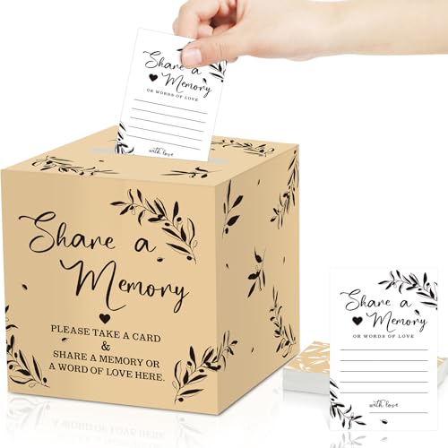 Pajean 50 Pcs Share a Memory Cards for Collections of Life, Memory Cards Box for Guest Ideas Funeral Graduation Wedding Bridal Shower Birthday Anniversary Retirement (Light Beige,Trendy) - color: Light Beige, style: Trendy