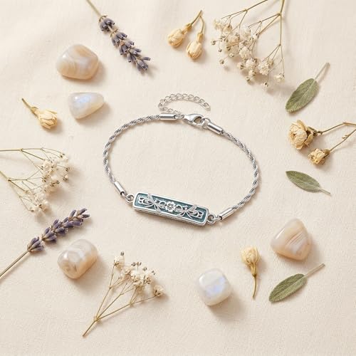 Turquoise Tree Of Life/Dragonfly/Hummingbird/Sunflower Bracelet 18K White Gold Plated Urn Bracelets For Ashes Memorial Jewelry For Women Female Mother Lover
