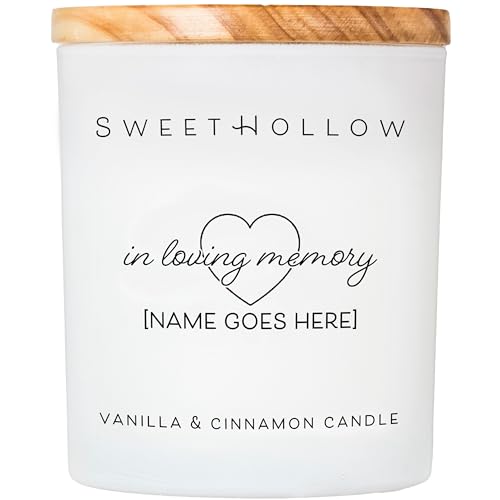 SweetHollow Personalized Candle for Sympathy, Condolences for Death, Loss of Pet or Loved One, Highly Scented & Long Lasting Coconut Wax, Vanilla Cinnamon, Large