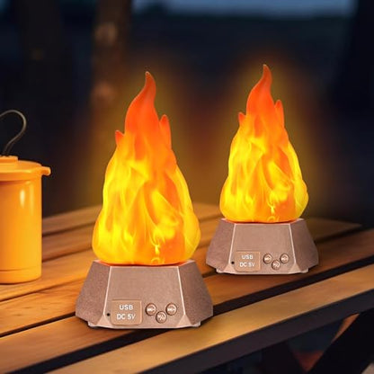 Toodour 2 Pack Outdoor Flame Lights with Bluetooth Speaker - color: Warm White, size: 2 Pack