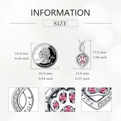 Butterfly/Dragonfly/Pet Paw/Tree of Life/Maple Leaf/Cross Urn Necklace for Ashes 925 Sterling Silver Cremation Pendant Jewelry Gifts for Women Mom - color: Paw-October
