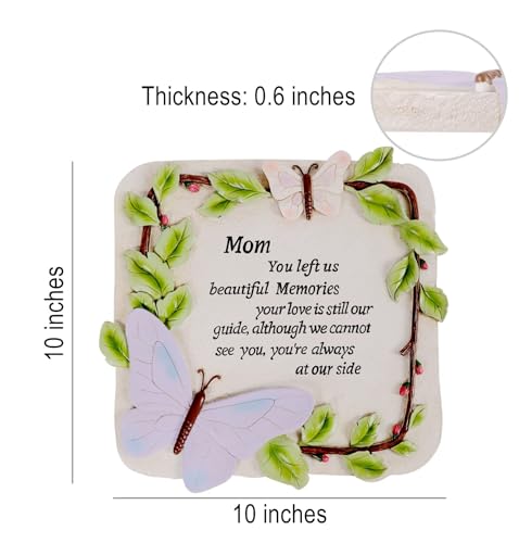 10 Inch Polyresin Memorial Garden Stone, Sympathy Gift for Loss of Mom, Memorial Plaques for Outdoors, Garden Stones in Memory of Loved Ones, Remembrance of Beloved Mather (Mom) - style: Mom