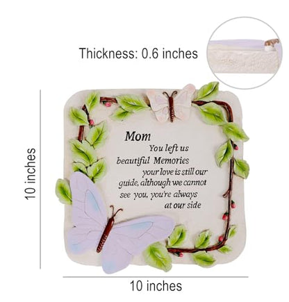 10 Inch Polyresin Memorial Garden Stone, Sympathy Gift for Loss of Mom, Memorial Plaques for Outdoors, Garden Stones in Memory of Loved Ones, Remembrance of Beloved Mather (Mom) - style: Mom