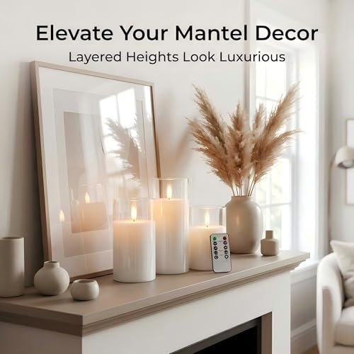 ANGELLOONG Flickering Flameless Candles with Remote, Clear White Glass - color: Clear Glass