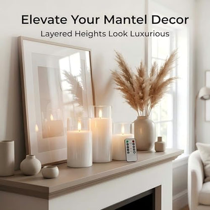 ANGELLOONG Flickering Flameless Candles with Remote, Clear White Glass - color: Clear Glass