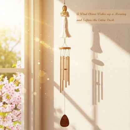 Thank You Gifts for Women,35.6" Wind Chimes with Thank You Figurine | Sympathy Gifts for Loss of Mom Father Husband,Deep Tone Wind Chimes,Soothing Remembrance Windchime for Outdoor Garden Patio