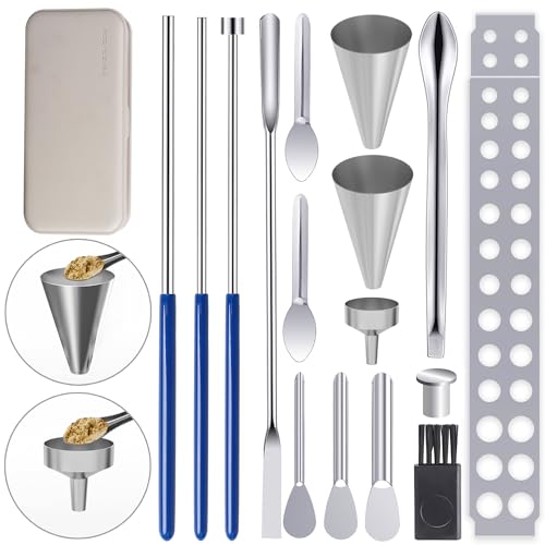 16Pcs Filling Tools Kit - Short Stem Funnels Home & Lab Supplies with Empty Tray and Spoon Scoops Spatula Tamper Quickly Maker All Size # 000 00 0 1 2 3 4 5 Funnel （16Pcs