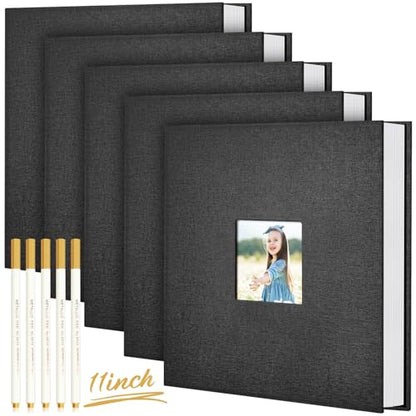 Jetec 5 Pcs 11 x 10.6 Inch Large Photo Album Self Adhesive,Black - color: Black
