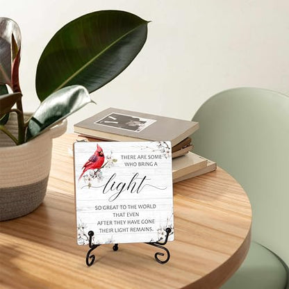 Remembrance Desk Decor, Sympathy Gifts for Family Loss Of Loved One, There Are Some Who Bring A Light Tabletop Sign for Home Office Bedroom, Memorial Wood Plaque With Iron Stand -24